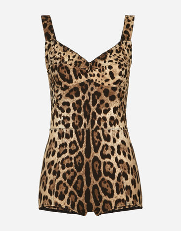 Dolce & Gabbana Body de charmeuse estampado leopardo Negro BB6003A1001
