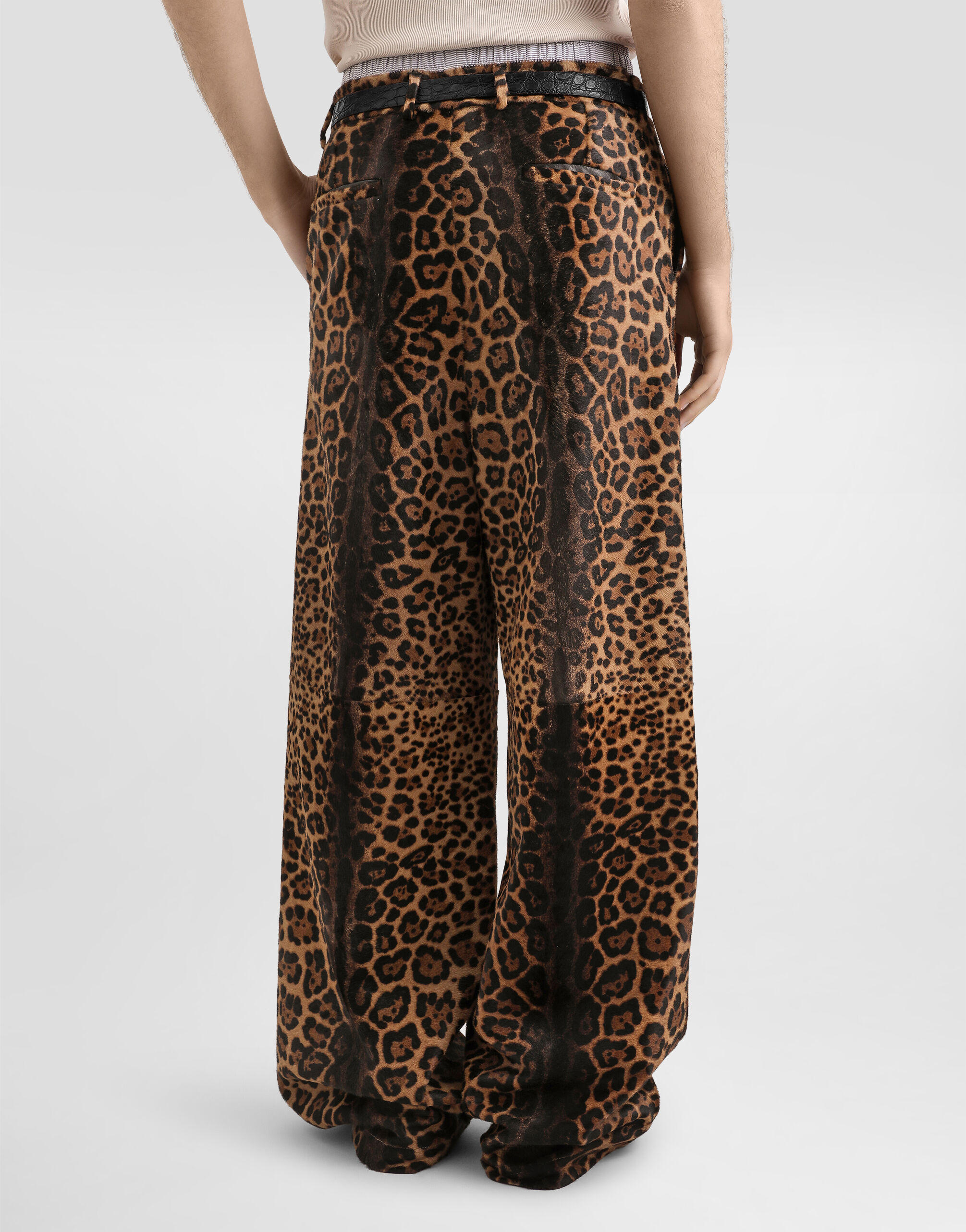 Leopard-print calfskin trousers - thumbnail 5