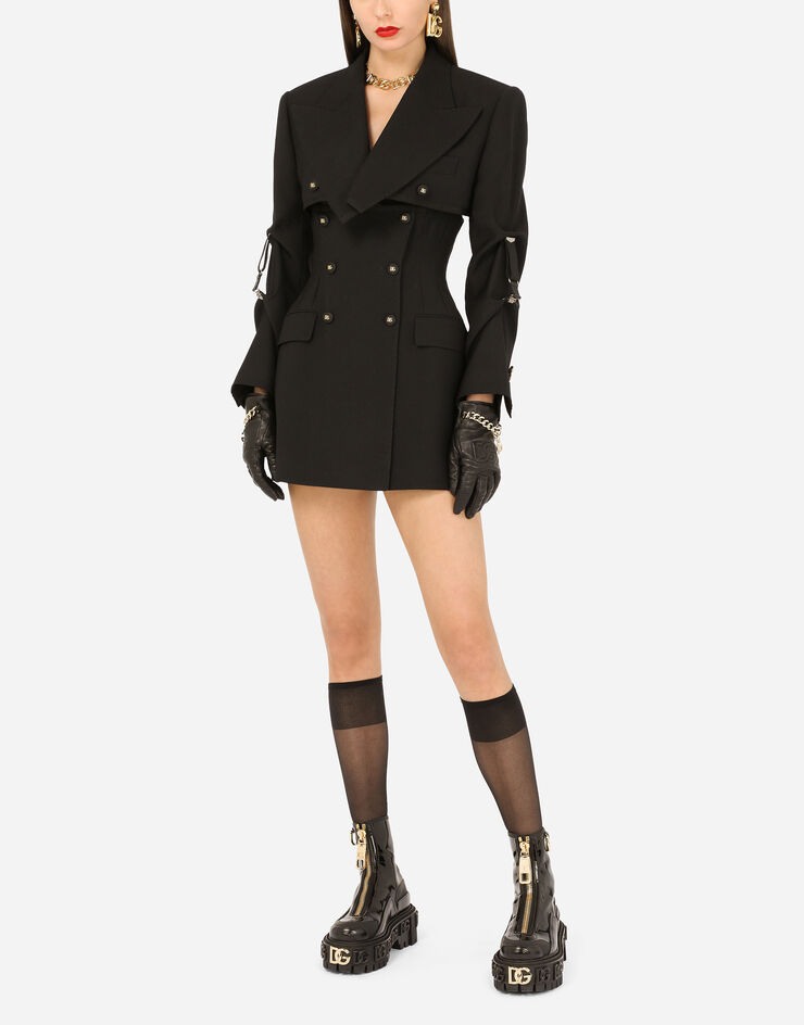 Dolce & Gabbana Short technical gabardine skirt Black F4B8KTFUCEG