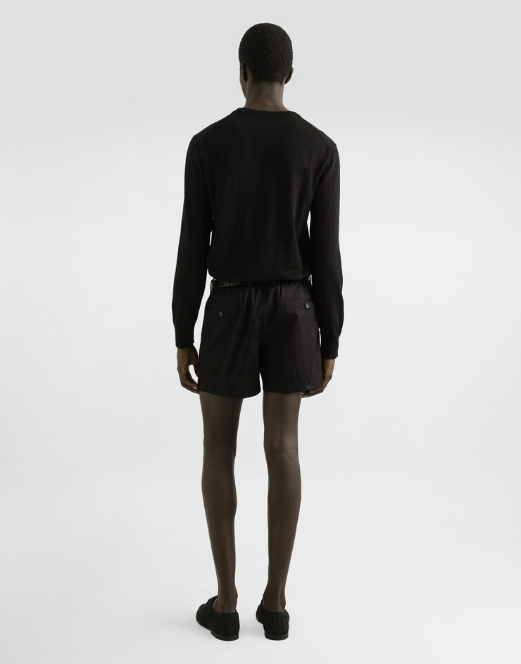Dolce & Gabbana Pull ras de cou en coton avec plaquette Noir GXX02TJBCE9