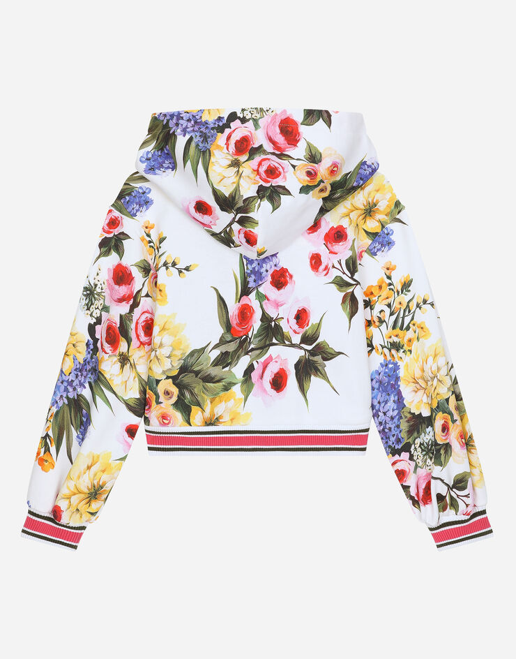 Dolce & Gabbana Zip-up jersey hoodie with garden print and DG logo Imprima L5JWAMHS7N4
