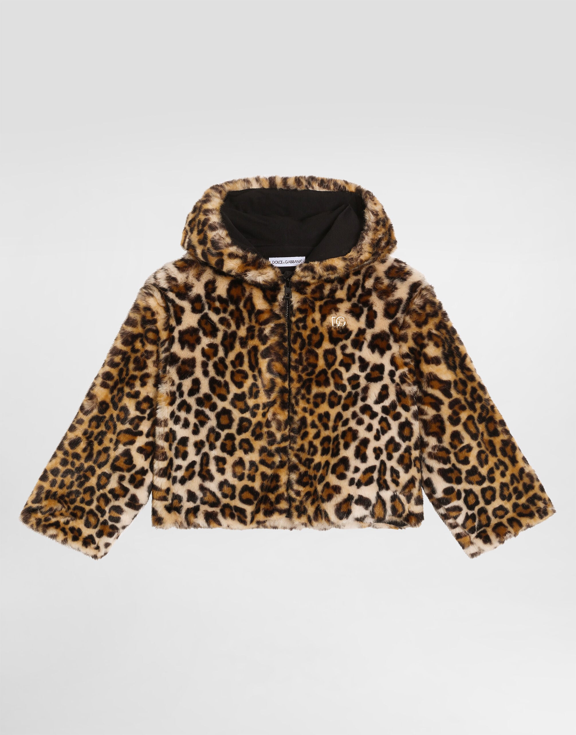 Leopard-print fur-effect jacket in Print for Girls | Dolce&Gabbana® US
