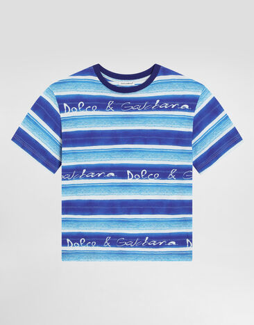 Dolce & Gabbana Jersey T-shirt with striped print Blue L4JTHVII7FT