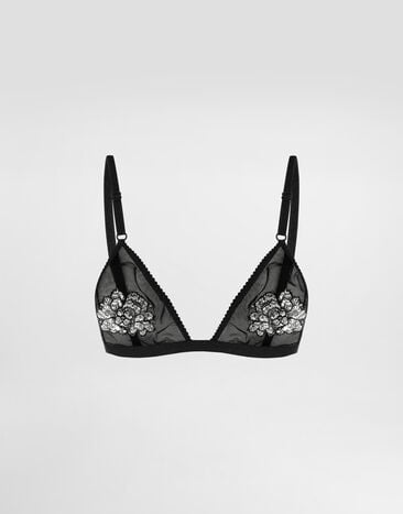 Dolce & Gabbana BH aus Tüll und Spitze mit Stickerei Black O1G24TON0BJ