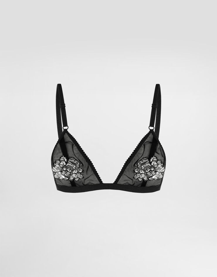 Dolce & Gabbana BH aus Tüll und Spitze mit Stickerei Black O1G24TON0BJ