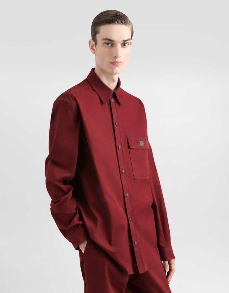 Dolce & Gabbana قميص قطني ببطاقة نبيذي G5KS2TFU615