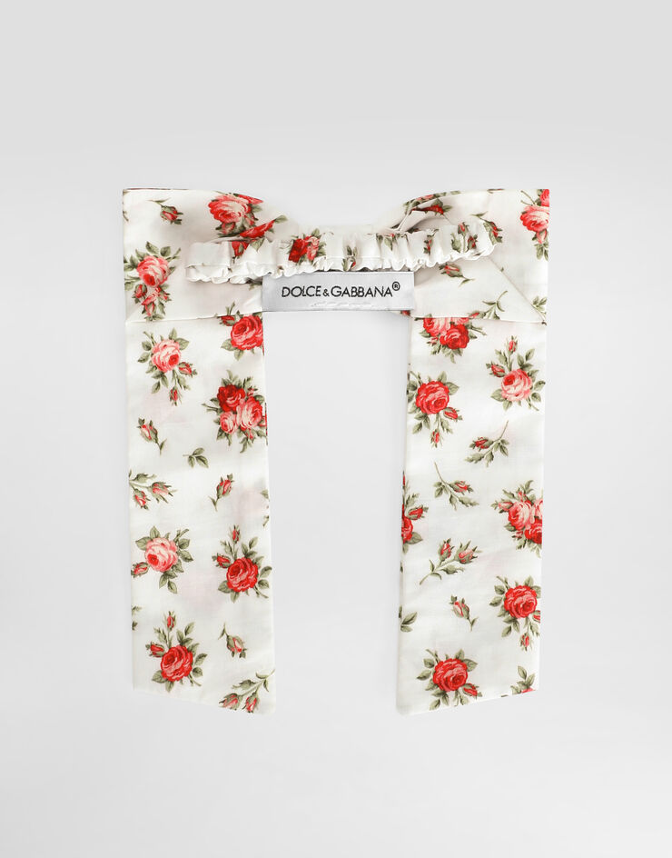 Dolce & Gabbana Small rose-print poplin hair tie with bow Multicolor LB7A25HS5UB