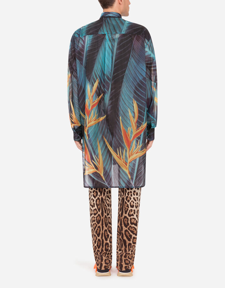 Dolce & Gabbana RIPSTOP SHIRT WITH BIRD OF PARADISE FLOWER PRINT FLORAL PRINT G5HB1THHM5H