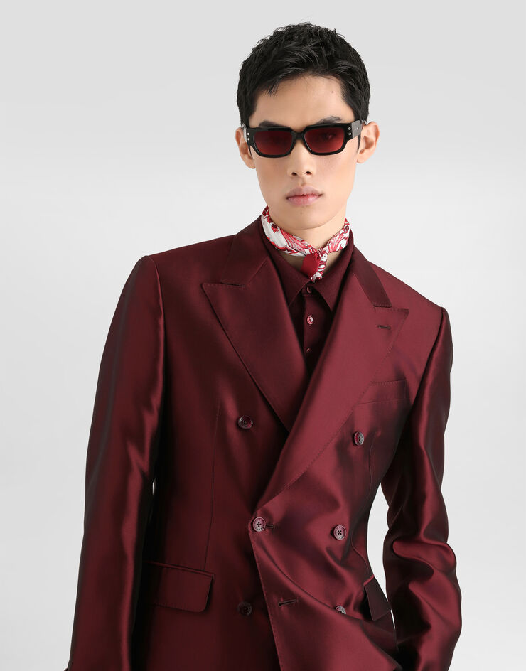Dolce & Gabbana Sicilia light double-breasted jacket in shantung silk Bordeaux G2TV8TFU1L6