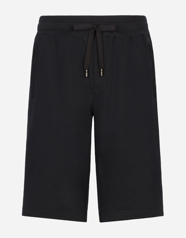 Dolce & Gabbana Bermuda de jogging en jersey avec plaquette à logo Bleu GVB7HTG7F2G