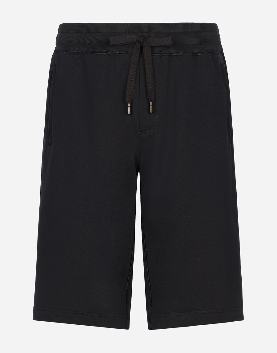 Jersey jogging shorts with logo tag