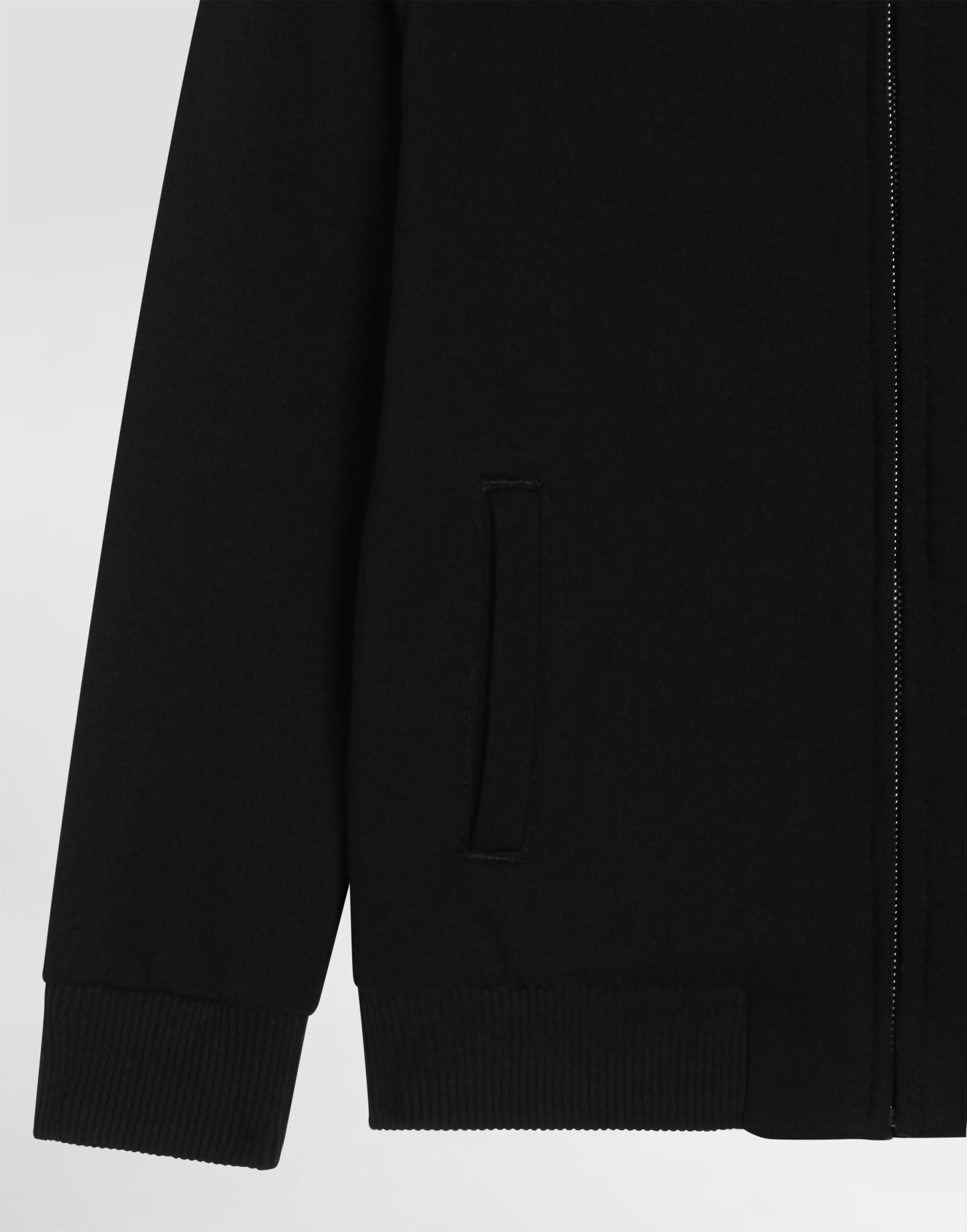 DOLCE＆GABBANA logo plate ドライバーズ ジップアップ Hooded sweatshirt with logo plate in Black for Boys | Dolce&Gabbana®