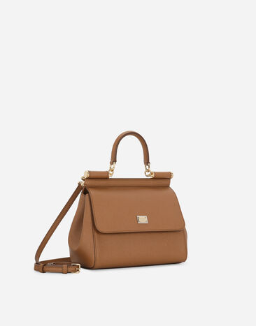 Dolce & Gabbana Small Sicily handbag in dauphine calfskin Brown BB6003A1001
