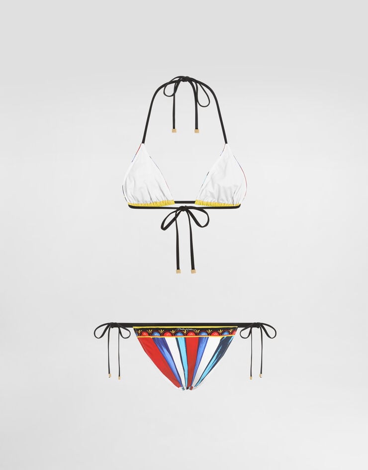 Dolce & Gabbana بكيني مثلث بطبعة carretto Multicolor O8A02JON0HE