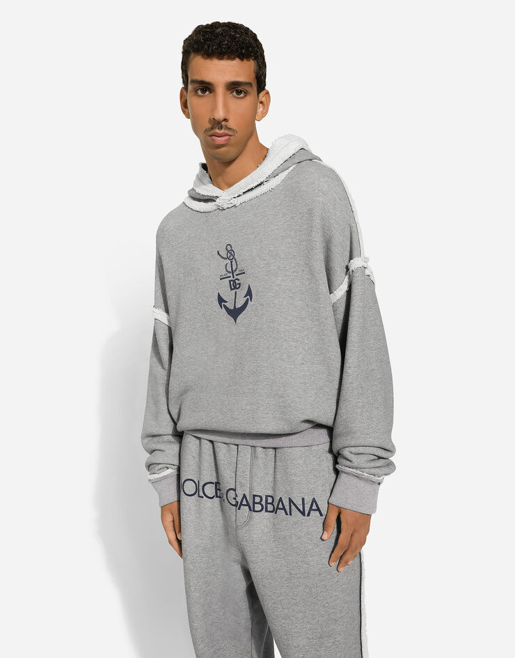 Dolce & Gabbana Sweat-shirt à capuche et imprimé marine Gris G9AUOTHU7P8