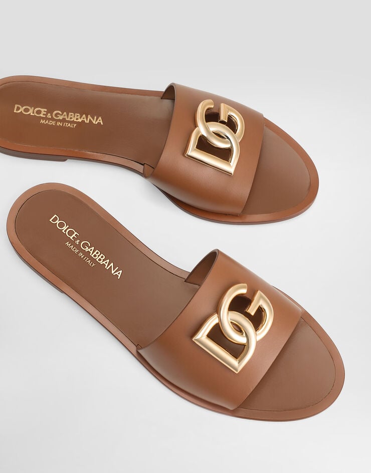 Dolce & Gabbana flat slippers in calfskin Brown CQ0619AW576
