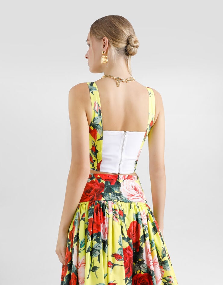 Dolce & Gabbana Top bustier de algodón con estampado Bouquet Imprima F7W98THS5TF