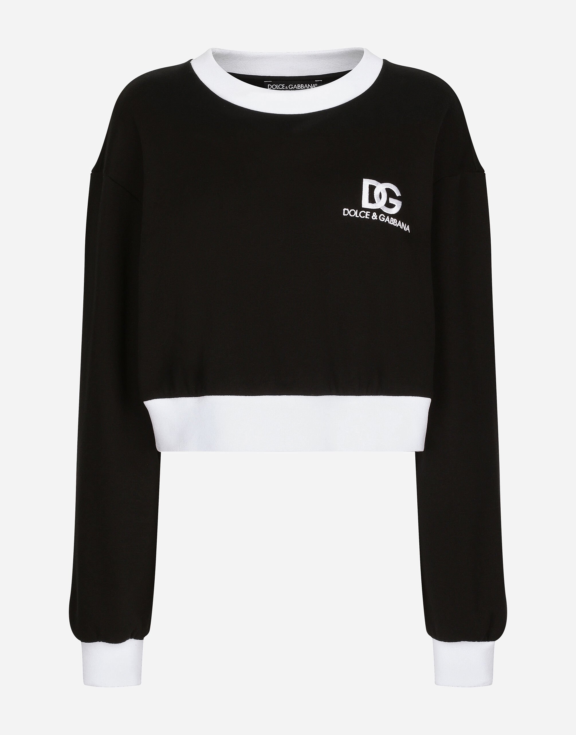 Dolce & Gabbana Jersey sweatshirt with DG logo embroidery Black FXE03TJBMQ3
