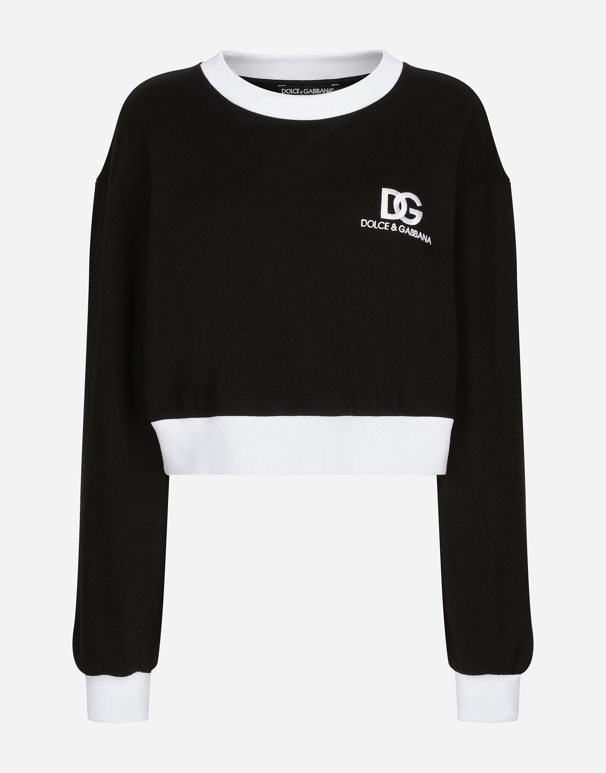 Dolce & Gabbana Jersey sweatshirt with DG logo embroidery White F8T00ZGDCBT