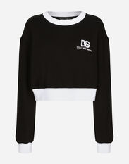 Dolce & Gabbana Jersey sweatshirt with DG logo embroidery Black FXV15ZJFMBC