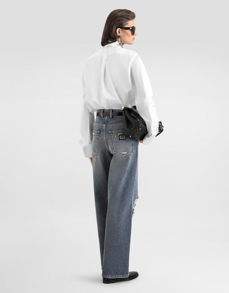 Dolce & Gabbana エンブロイダリー コットン ポプリン シャツ ホワイト F5U89ZFU5WO
