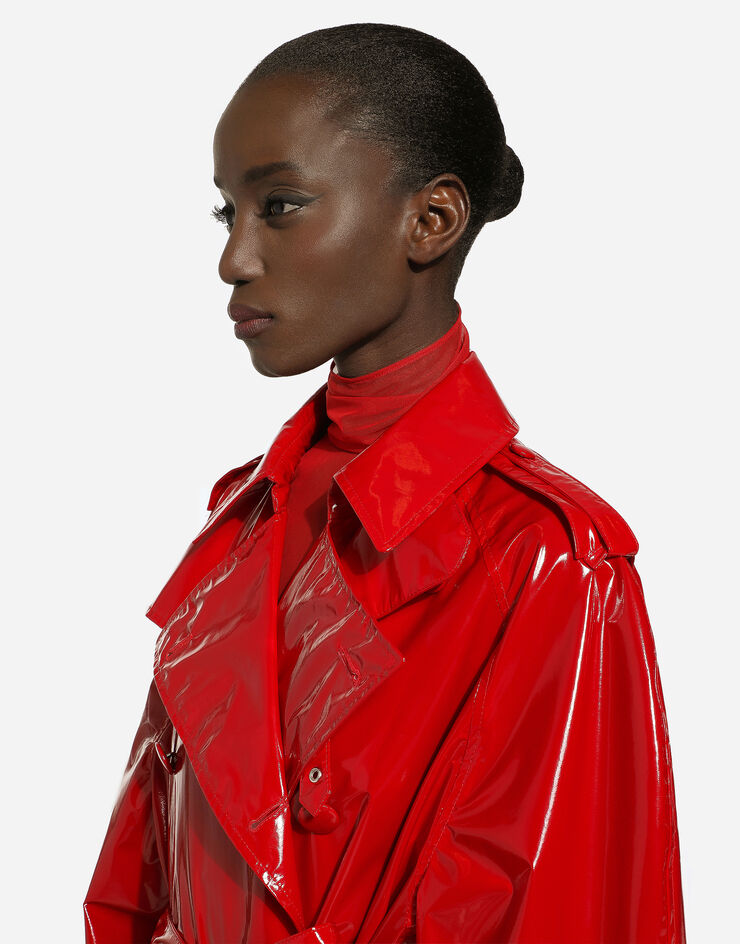 Dolce & Gabbana Patent leather trench coat Red F0Z66TFUSGD