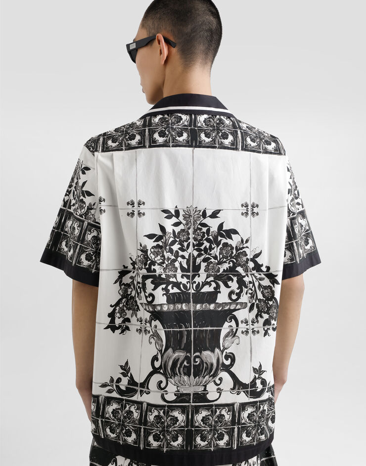 Dolce & Gabbana Hawaiihemd aus Popeline mit Majolika-Print Mehrfarbig G5JH9THH5EC