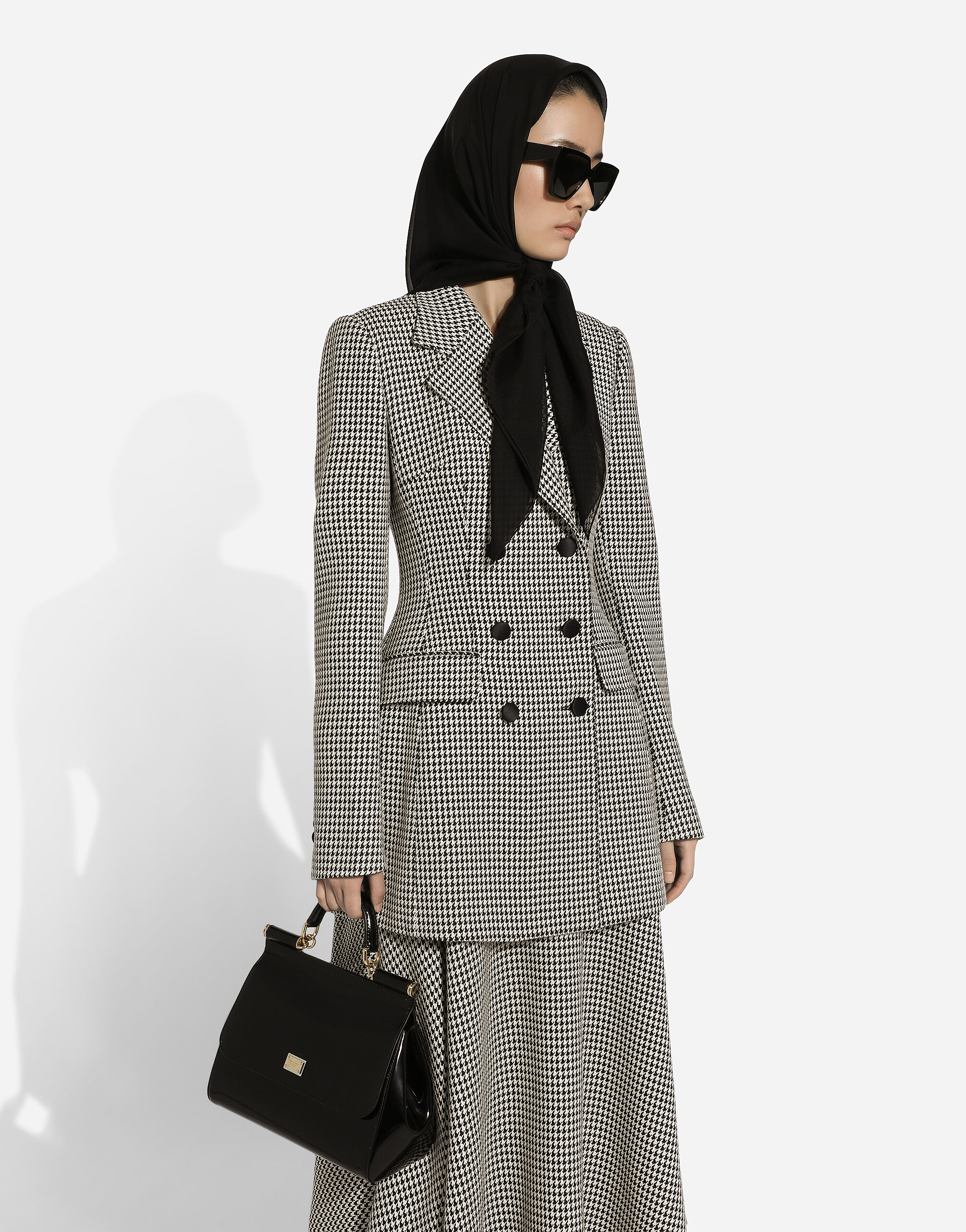 Double-breasted houndstooth jacket in Multicolor for Women
