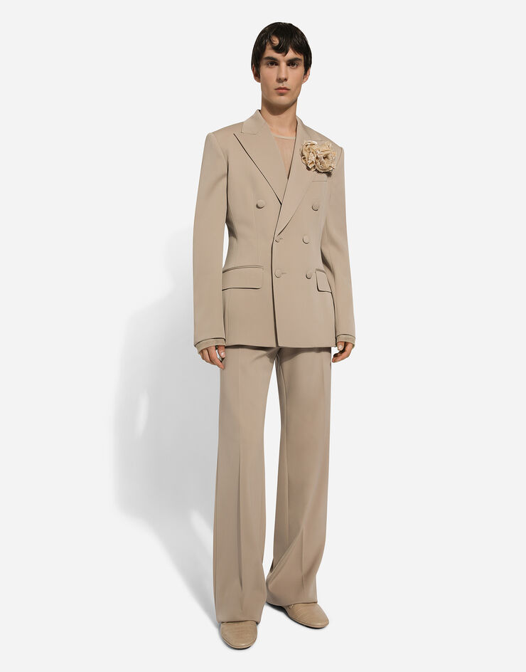 Stretch wool straight-leg pants in Beige for Men | Dolce&Gabbana®