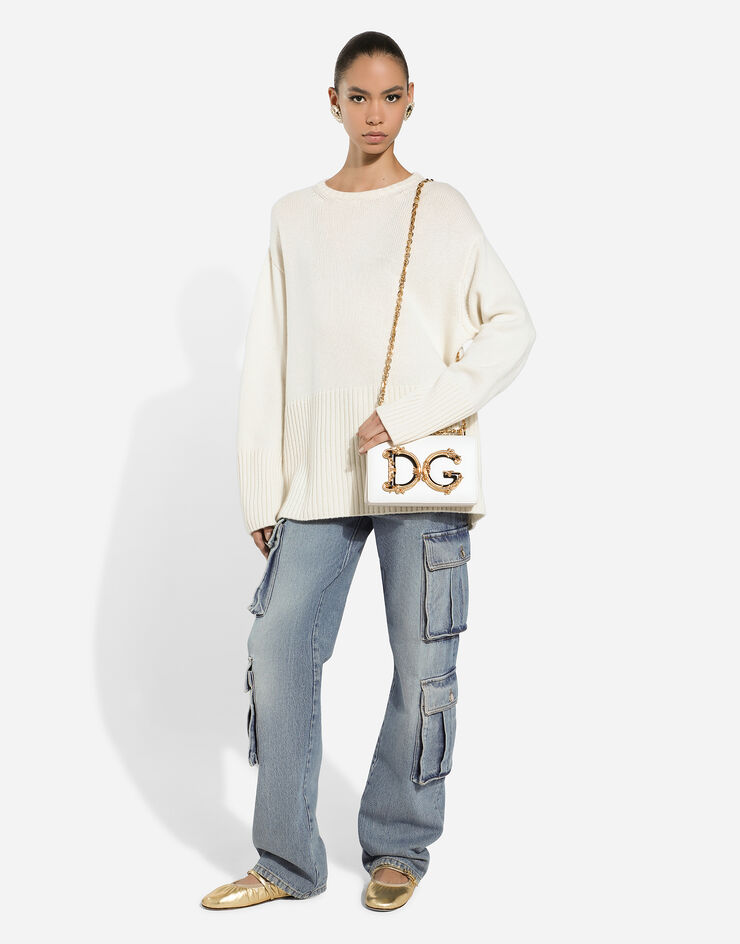 Dolce & Gabbana DG 徽标刺绣羊绒针织衫 白 FXX56ZJAWYP
