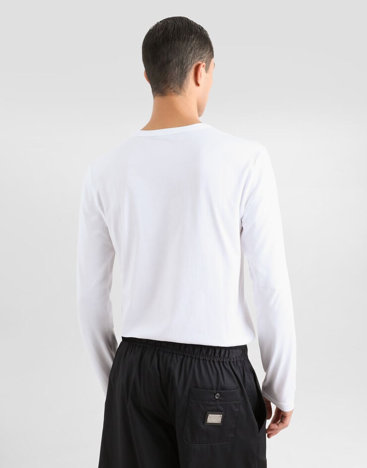 Dolce & Gabbana Long-sleeved T-shirt with logo tag White G8PV0TG7P1B