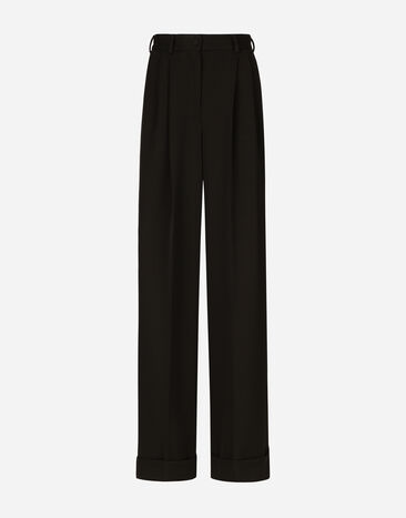 Dolce & Gabbana Pantalón acampanado en paño de lana Negro FTBMPTFU21E
