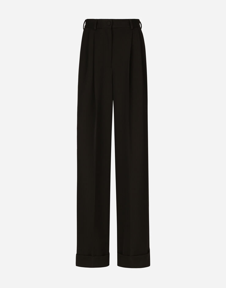 Dolce & Gabbana Pantalón acampanado en paño de lana Negro FTBMPTFU21E