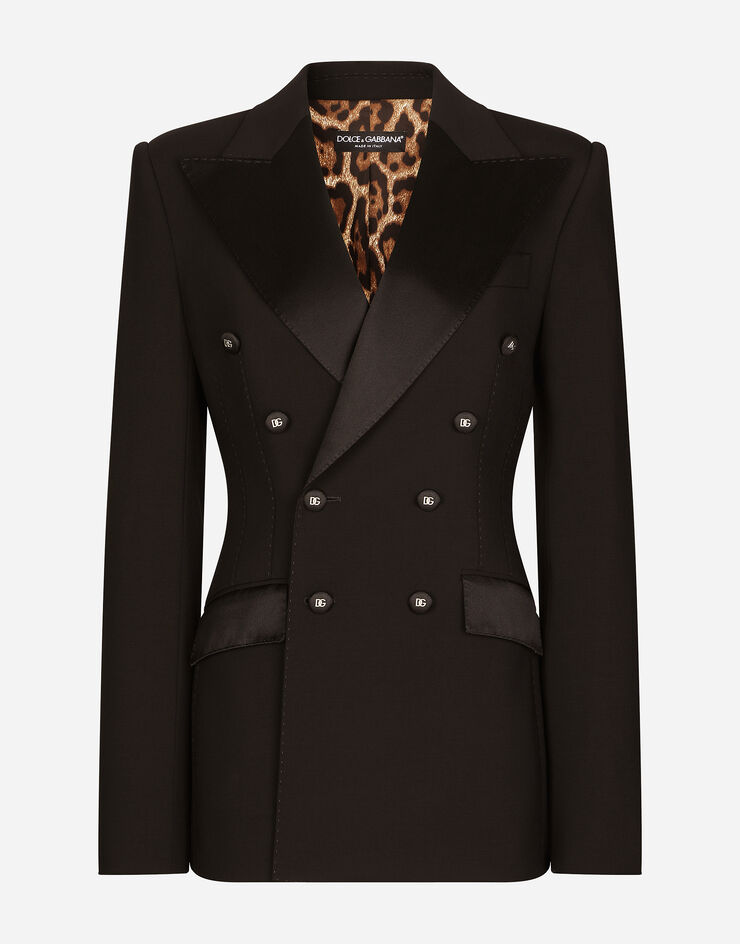 Dolce & Gabbana 丝硬缎与羊毛帆布烟装夹克 黑 F29OETGDBA8