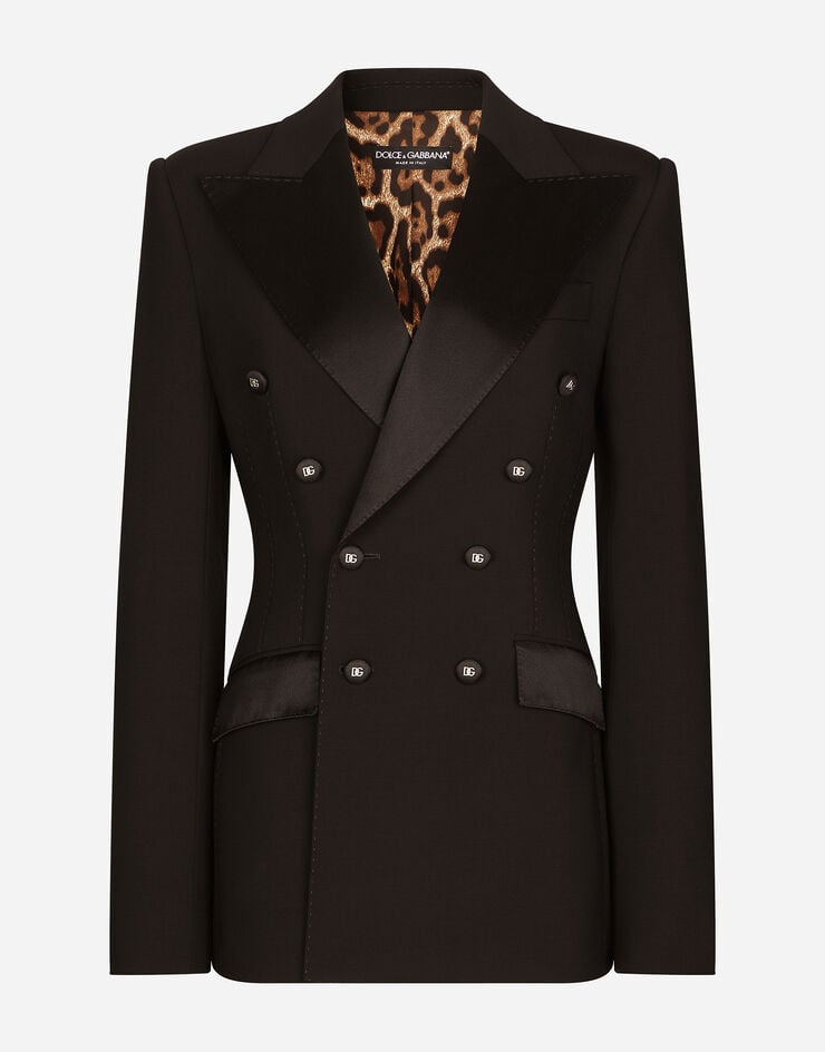 Dolce & Gabbana 丝硬缎与羊毛帆布烟装夹克 黑 F29OETGDBA8