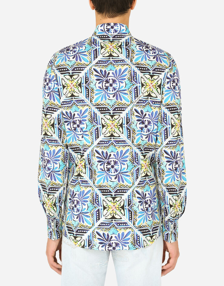 Dolce & Gabbana Gold cotton shirt with maiolica print MAIOLICA PRINT G5EJ0THS5HB