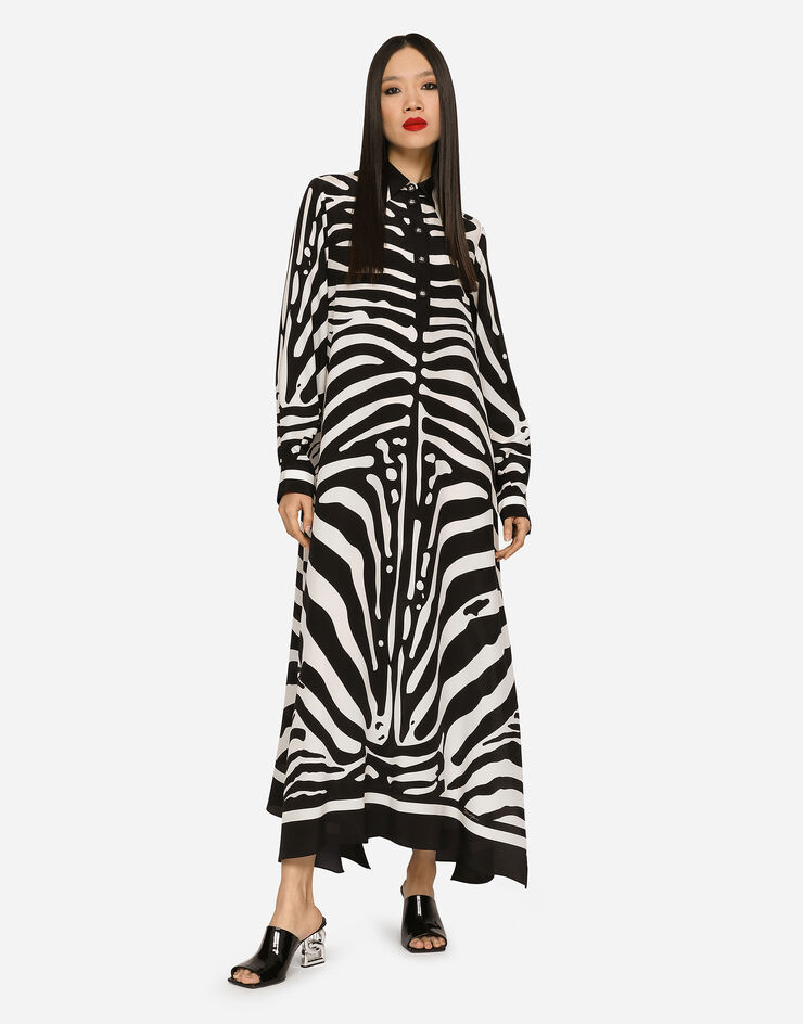 Dolce & Gabbana Kaftan aus Crêpe de Chine Zebraprint Mehrfarbig F6AFATHI1DU