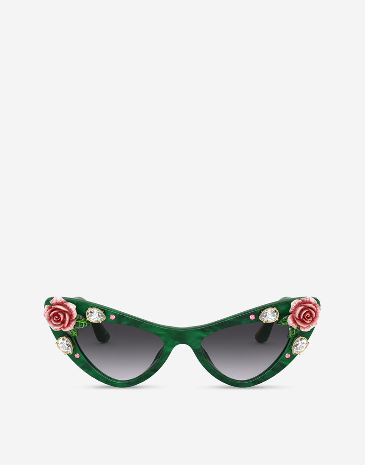 Dolce & Gabbana Солнцезащитные очки Tropical Rose ЗЕЛЕНЫЙ VG436BVP08G