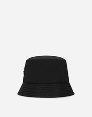 Dolce & Gabbana Nylon bucket hat with branded plate Black GH810AFJSB7