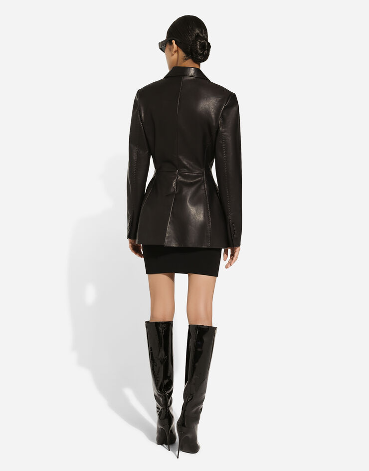 Dolce & Gabbana Veste Turlington en cuir de veau Noir F29XYLHULUR