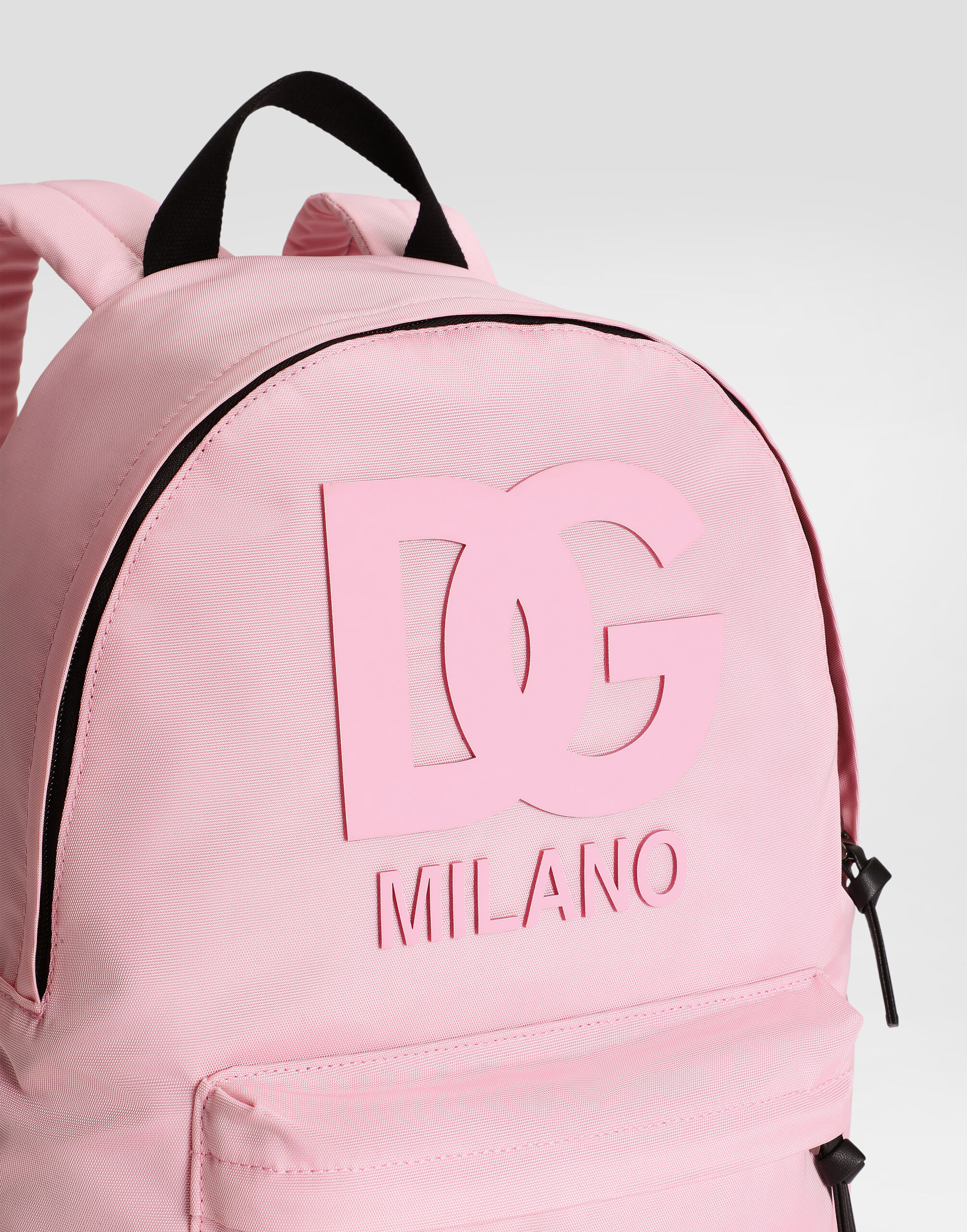 Nylon backpack with DG rubber patch in Pink for Men