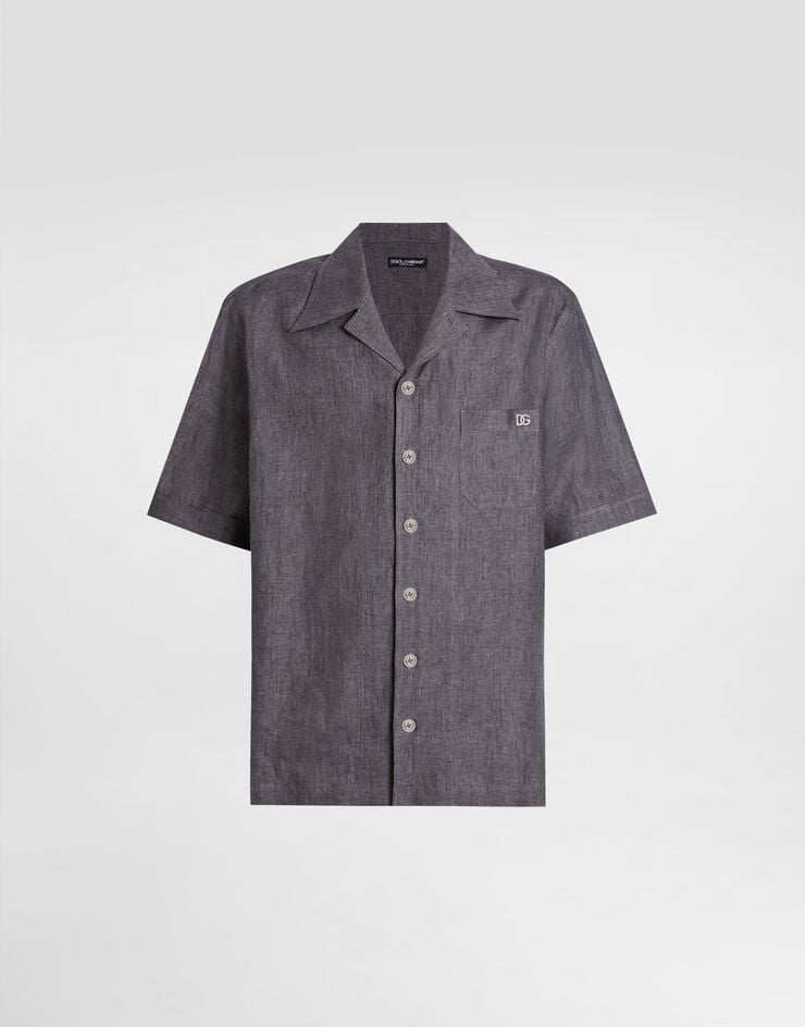 Dolce & Gabbana Camicia hawaii in tela di lino Grigio G5JH9ZFU4L5