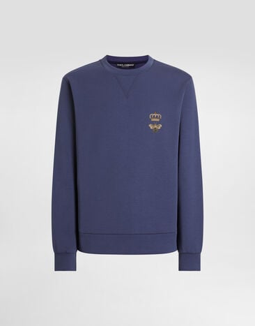 Dolce&Gabbana Cotton jersey sweatshirt with embroidery Blue G9ABJZHU7H9