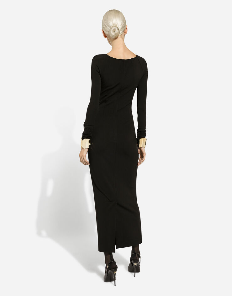 Dolce & Gabbana Vestido de tubo manga larga de punto milano: Negro F6DLUTFUGN7