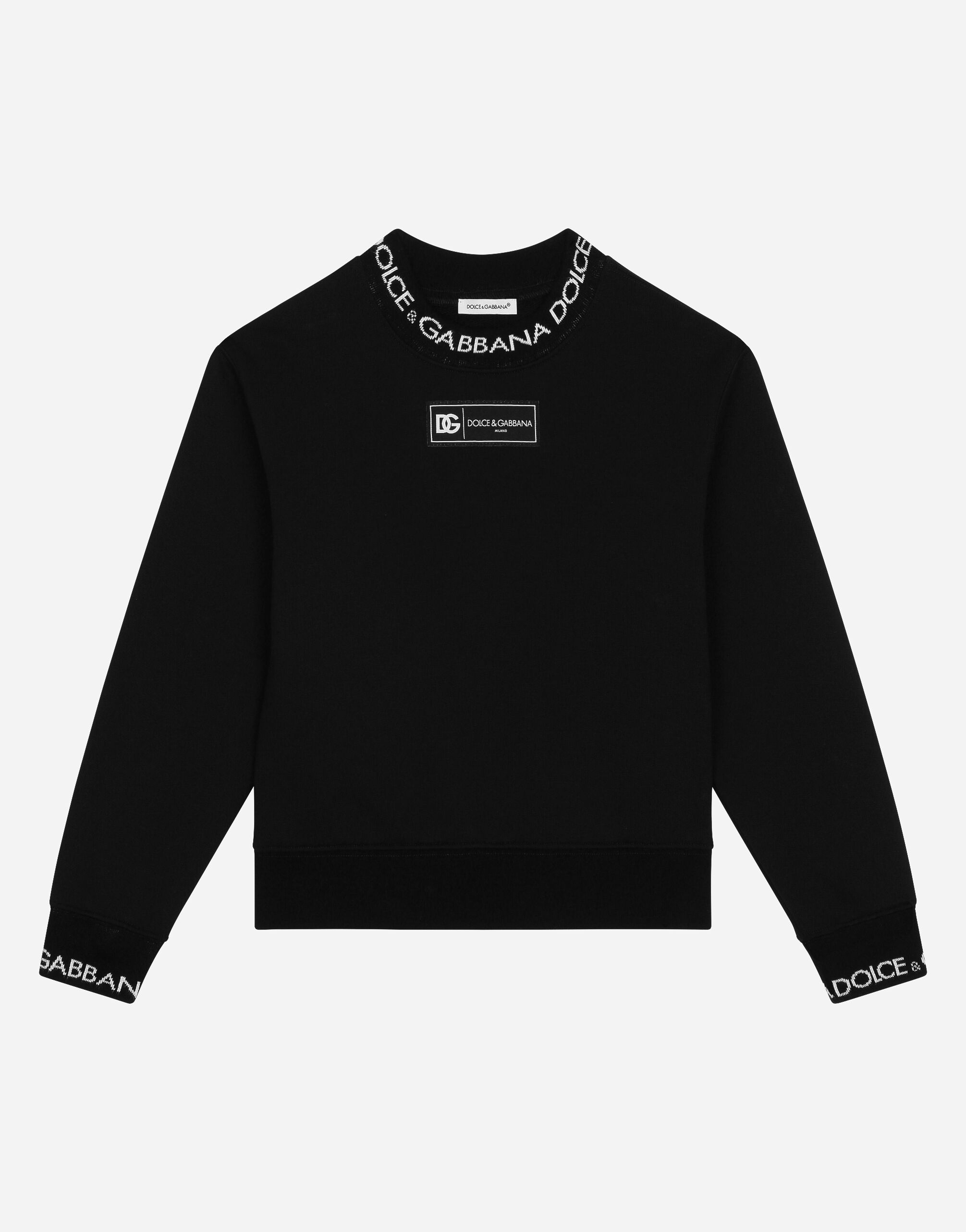 Dolce & Gabbana Jersey sweatshirt with logo label Black L4JTEYG7K8Z