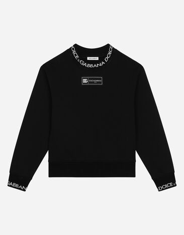 Dolce & Gabbana Sweatshirt aus Jersey mit Logo-Etikett Schwarz L4JWHZG7M4G