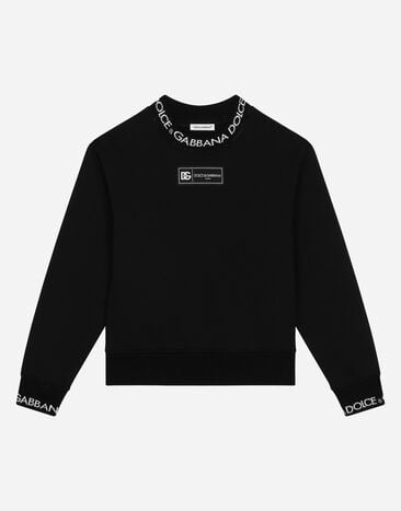 Dolce & Gabbana Jersey sweatshirt with logo label Black L4JTEYG7K8Z