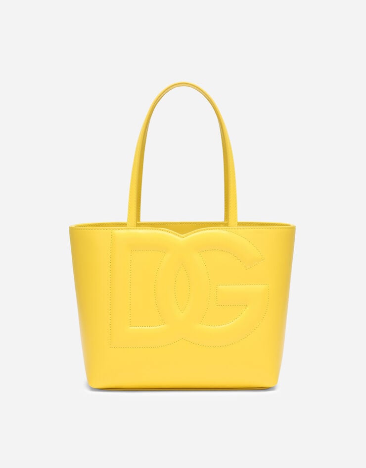 Dolce & Gabbana Bolso shopper DG Logo Bag pequeño en piel de becerro Amarillo BB7337AW576