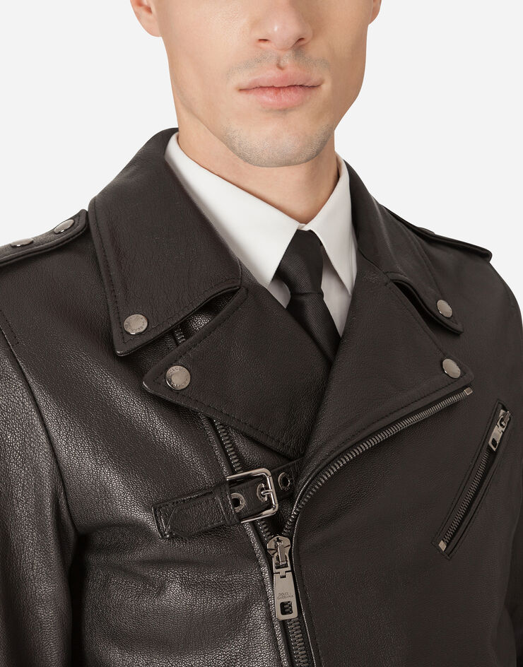 Dolce & Gabbana Leather biker jacket 블랙 G9PC3LHULEQ