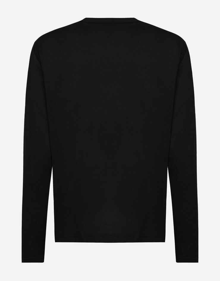 Dolce&Gabbana T-shirt maniche lunghe con placca logata Nero G8PV0TG7F2I